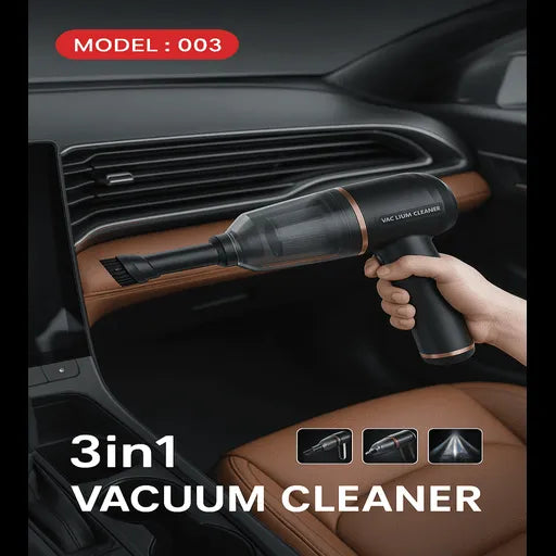 3-in-1 vacuum cleaner being used to clean a car's interior.