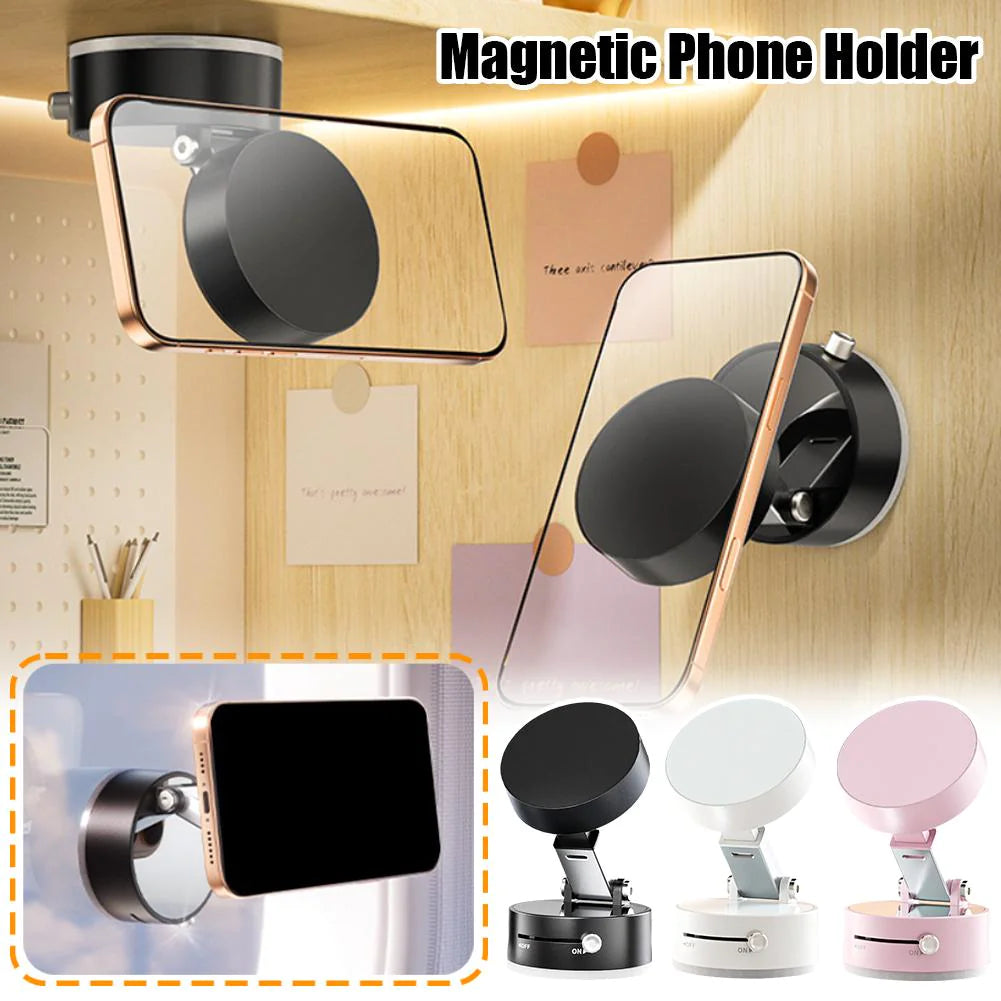 Magnetic phone holder with different color options on a wooden background