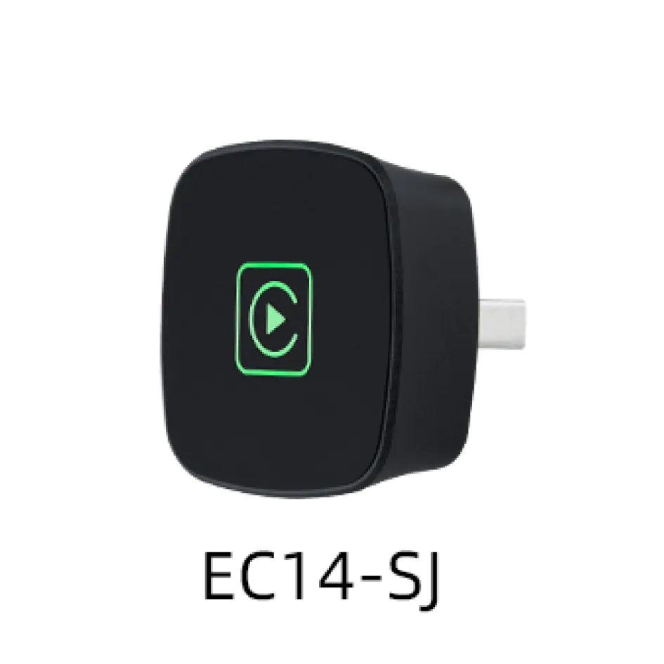 Black electronic device with a green logo on a white background