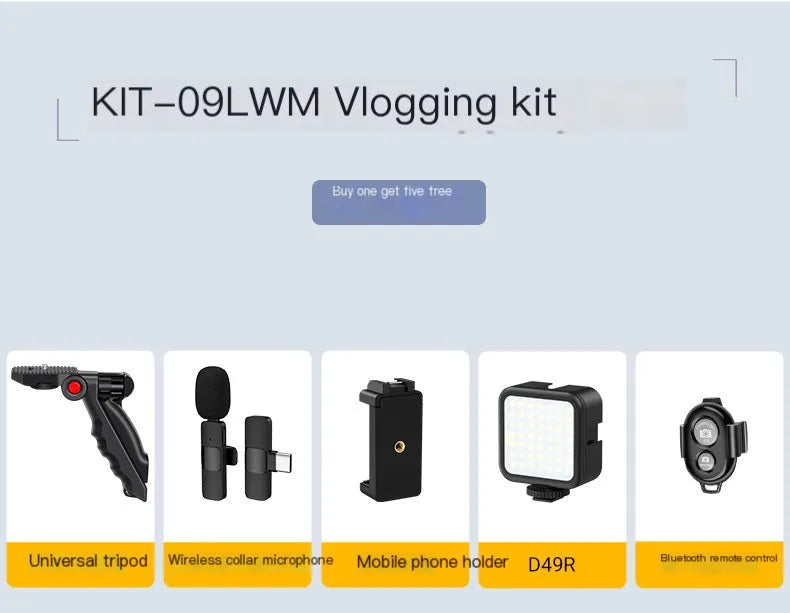 MAMEN Vlogging Phone Kit Tripod, Wireless Lavalier Microphone