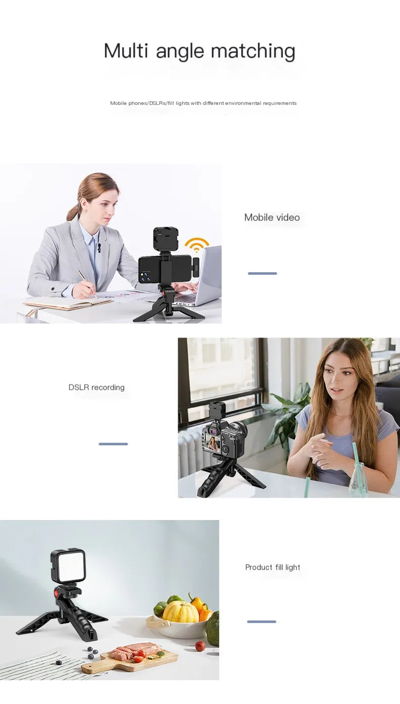 MAMEN Vlogging Phone Kit Tripod, Wireless Lavalier Microphone