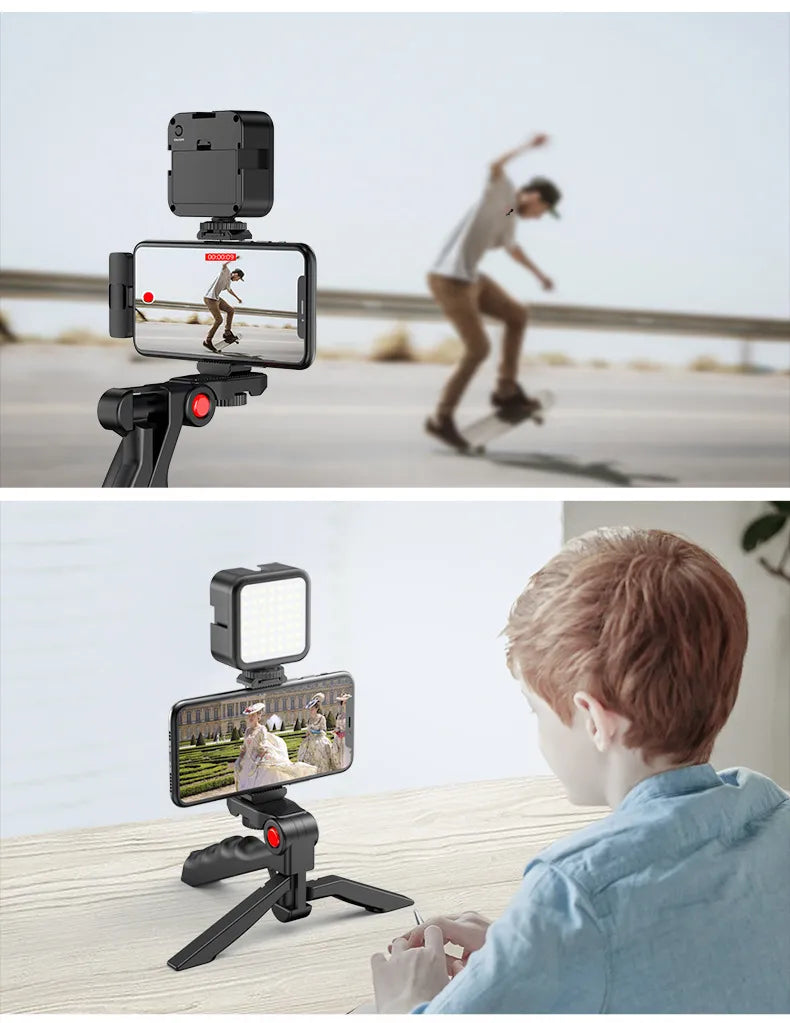 MAMEN Vlogging Phone Kit Tripod, Wireless Lavalier Microphone