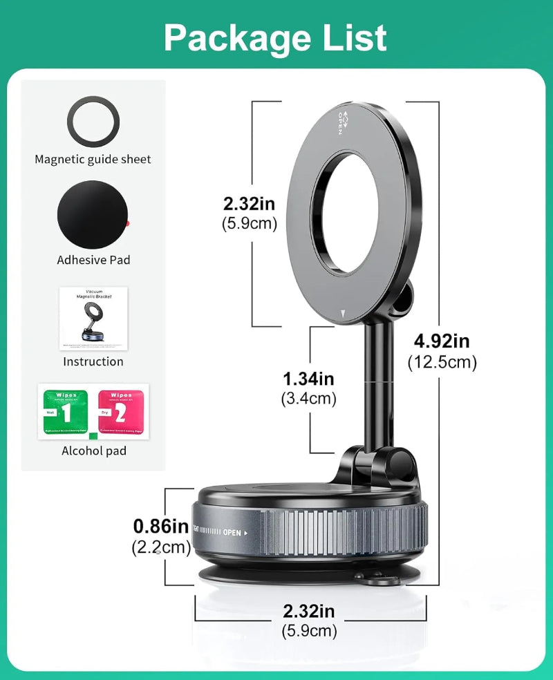 Measurement chart of a phone ring light with dimensions and included items.