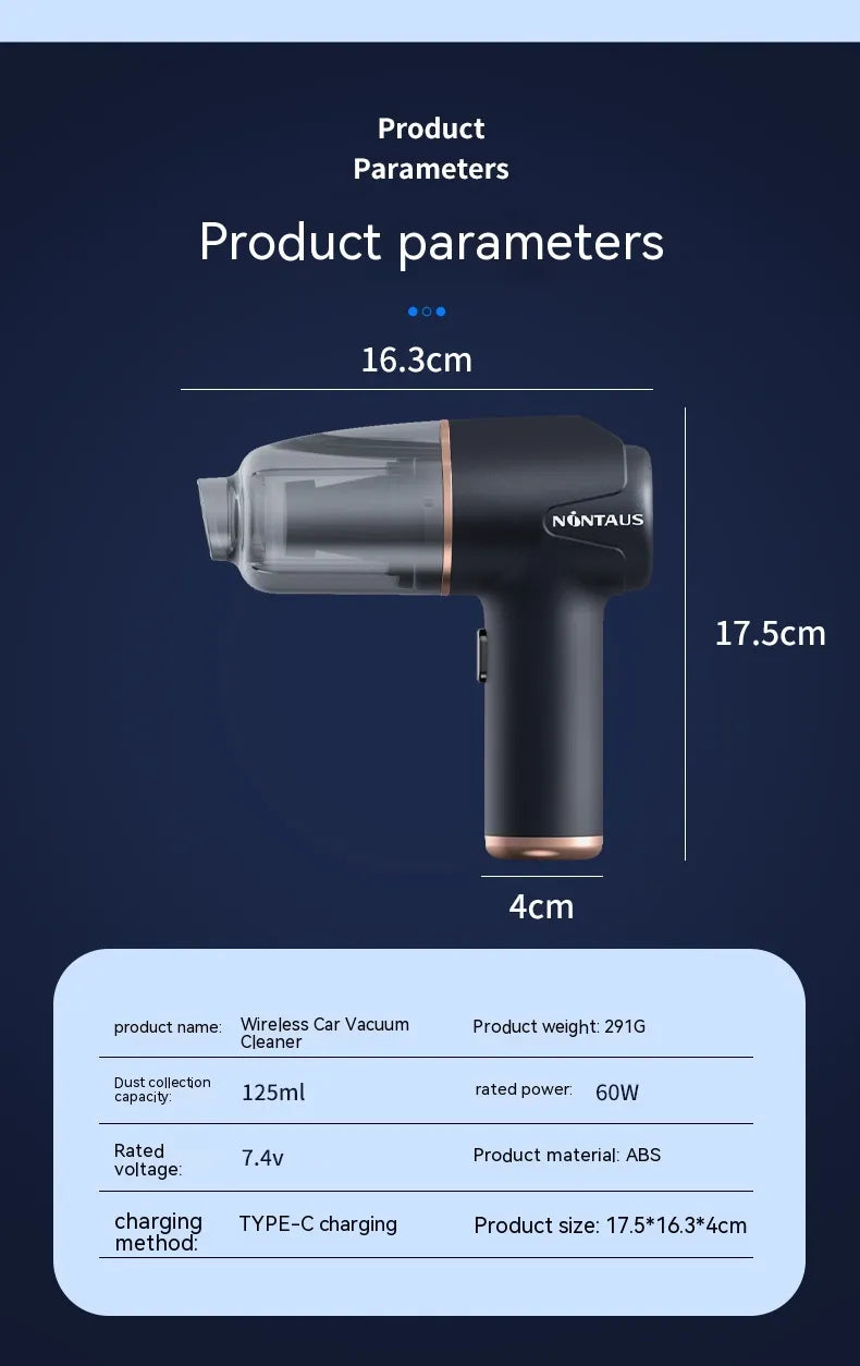 3 in 1 Car Mini Wireless Handheld Portable Vacuum Cleaner