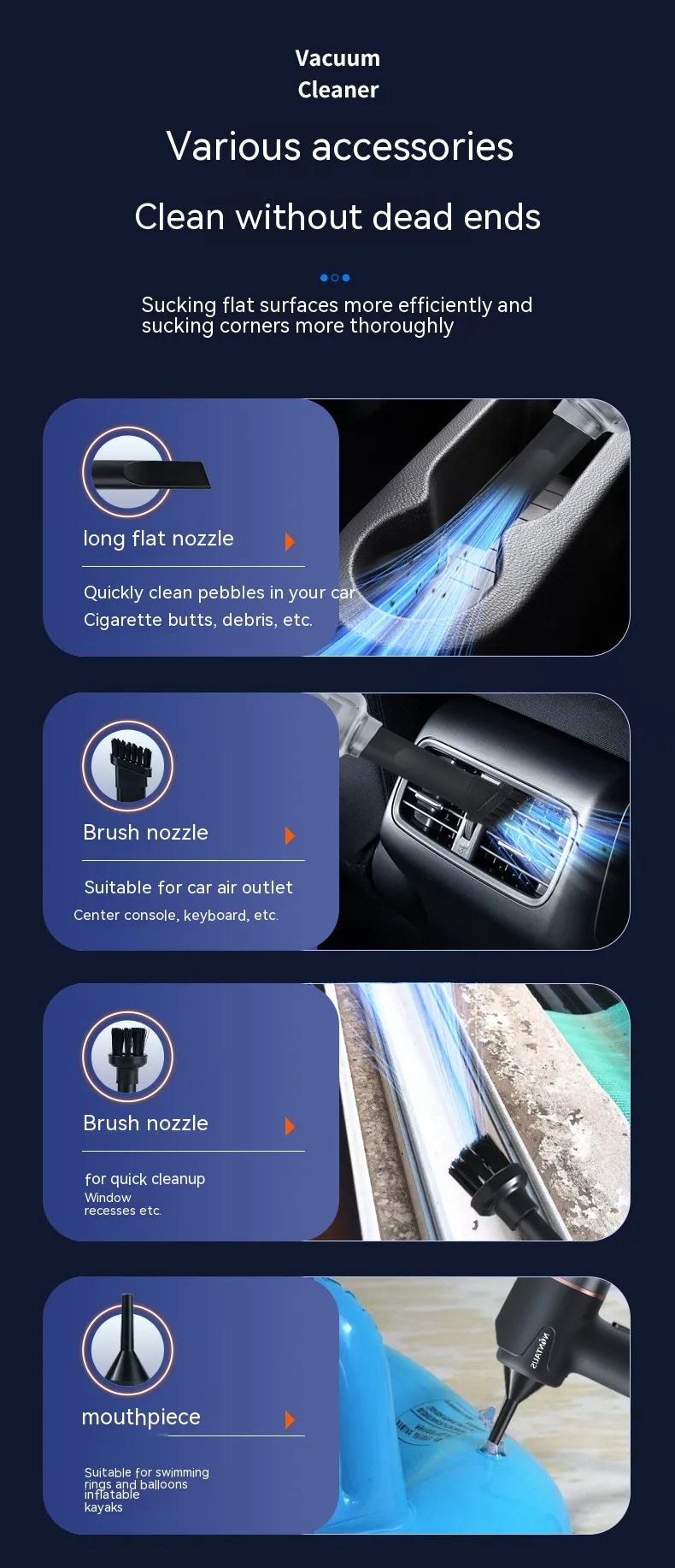 3 in 1 Car Mini Wireless Handheld Portable Vacuum Cleaner