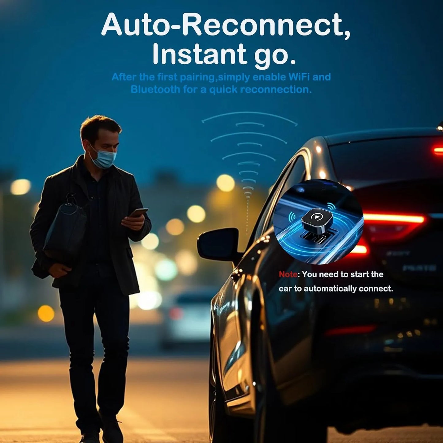 men standing auto reconnecting 