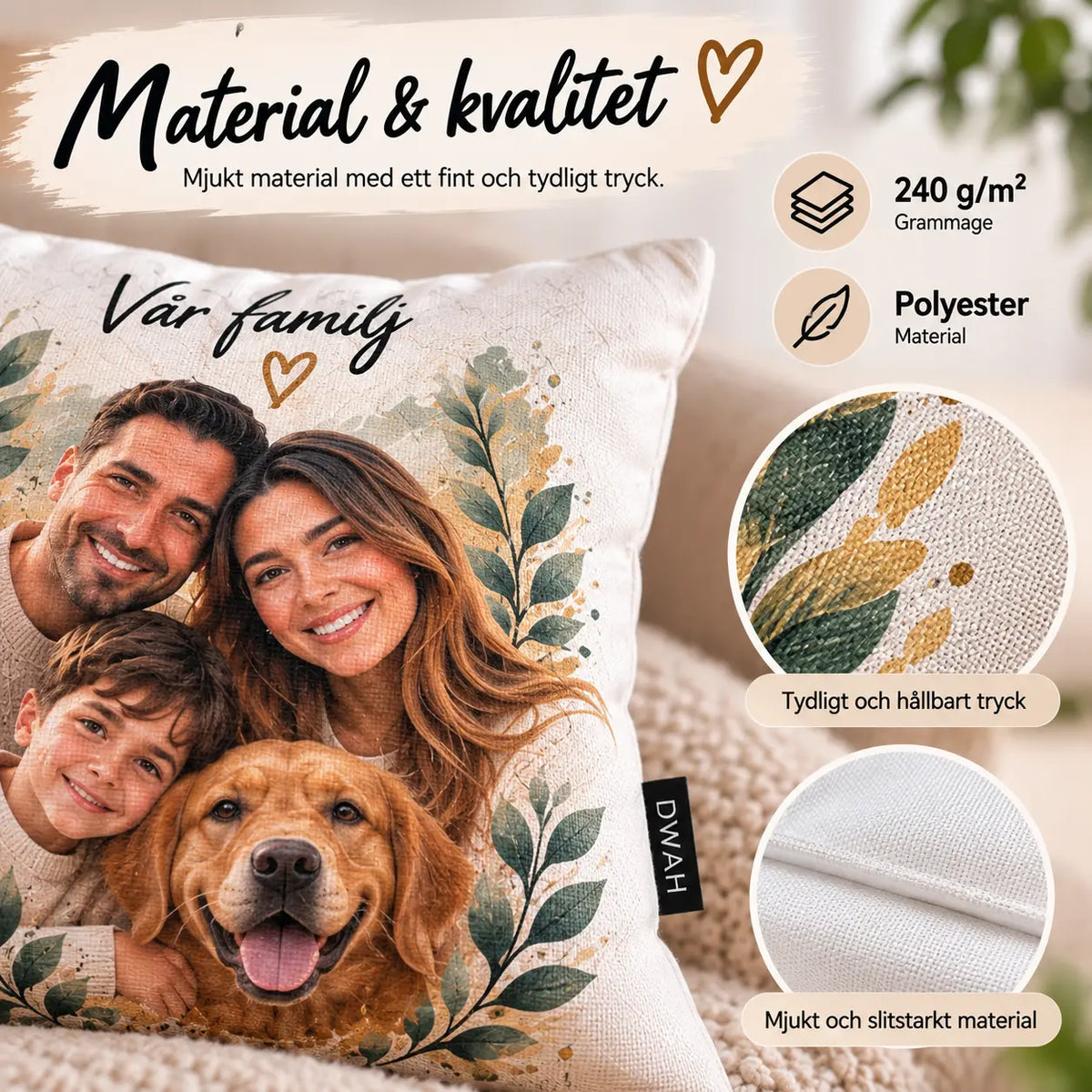 Personligt Kuddfodral med Egen Bild – Skapa Din Egen Design