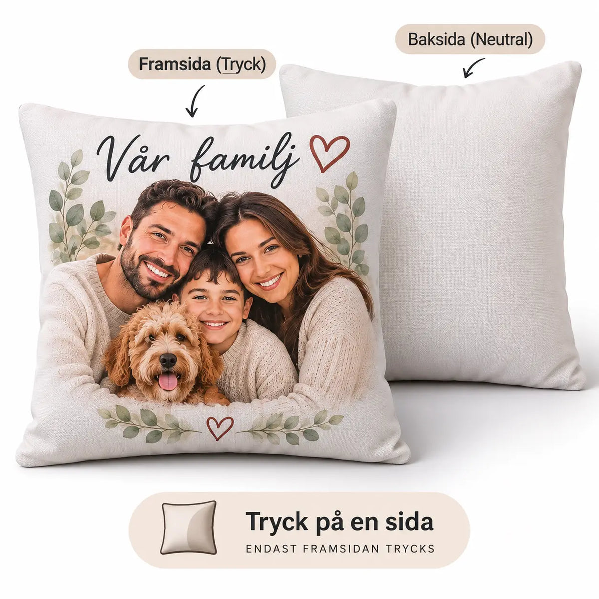 Personligt Kuddfodral med Egen Bild – Skapa Din Egen Design