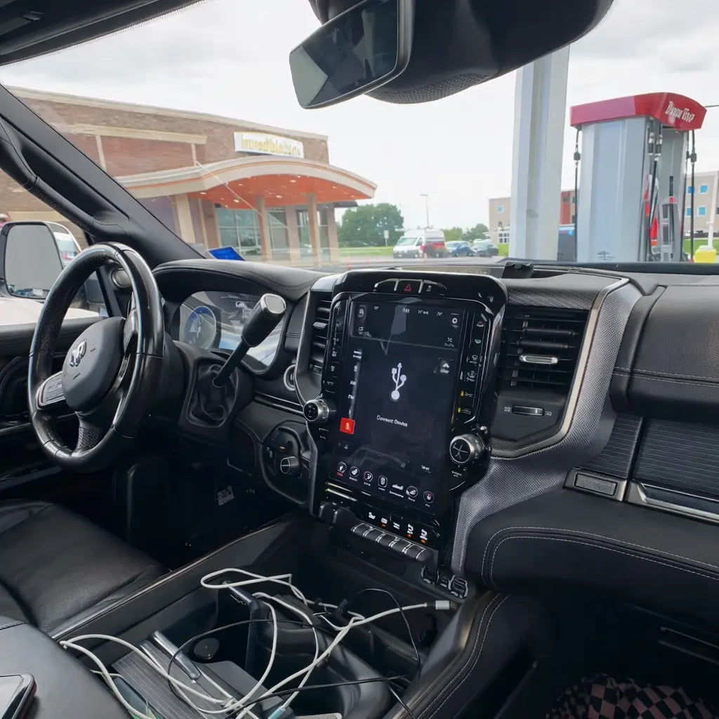 Car dashboard cables mess Before