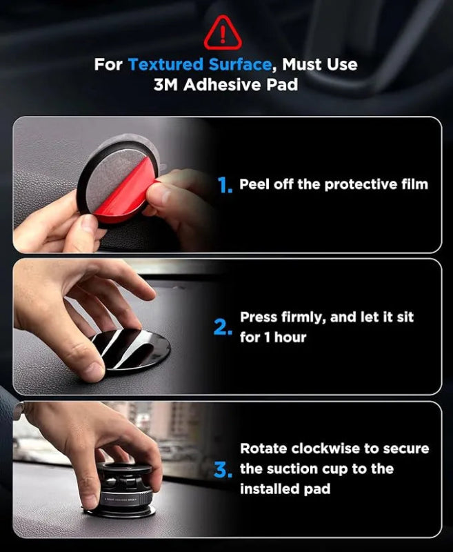 Instructions for using a suction cup with text on a textured surface