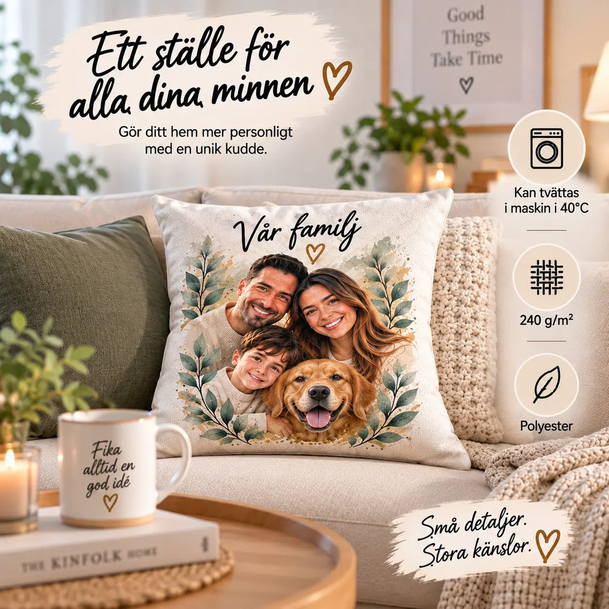 Personligt Kuddfodral med Egen Bild – Skapa Din Egen Design
